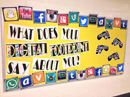 Computer lab bulletin board ideas. Our Digital Footprint Bulletin Board In The Library School Computer Lab Computer Lab Decor Computer Bulletin Boards