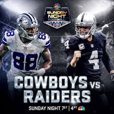 2020 season schedule, scores, stats, and highlights. Sunday Night Football On Nbc Cowboys Vs Raiders On Sunday Night Facebook