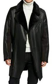 Men S Shearling Leather Asymmetrical Coat By Karl Lagerfeld Long Jackets Karl Lagerfeld Men Karl Lagerfeld