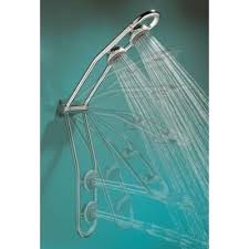 Grohe Freehander 3 Spray 4 In Fixed Showerhead With Pivoting Double Head Mount In Starlight Chrome 27 007 000 The Home Depot Shower Heads Luxury Shower Dream Shower