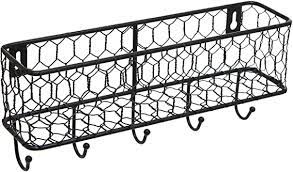 Use hardware cloth, wire cutters and needle nose pliers to create beautiful vintage industrial style wire mesh baskets of any size. Amazon Com Modern Black Metal Wall Mounted Key And Mail Sorter Storage Rack W Chicken Wire Mesh Basket Home Kitchen
