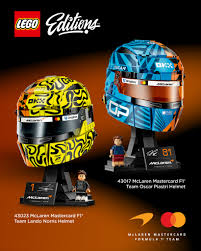 Get ready to buckle up and build! 🏎️ Introducing the LEGO® racing helmets  of McLaren Formula 1® drivers, Lando Norris and Oscar Piastri. To celebrate  McLaren's 1000th Grand Prix, half the helmet