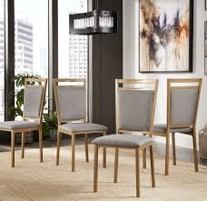 Dining chair set of 4, windsor chair metal dining chairs with sponges cushion, iron dining chair arc backrest side chair living room chair for restaurant kitchen bedroom (gold) 4.6 out of 5 stars 7 $137.99 $ 137. Weston Home Declan Gold Metal Frame Upholstered Grey Linen Dining Chairs Set Of 4 Walmart Com Walmart Com
