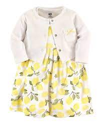 Our tailors do all ruching by hand to create the perfect shape and fullness on each dress. Hudson Baby Yellow Lemon A Line Dress Cream Bow Pocket Cardigan Newborn Infant Toddler Girls Best Price And Reviews Zulily