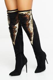 Black And Gold Boots Antarctica Boots Black Gold Wantmylook Boots Black Boots Manolo Blahnik