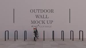 Rectangle Bicycle Rack Outdoor Wall Mock Up In 2020 Outdoor Walls Mocking Wall