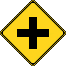 Roadwork signs are usually rectangular and have a reflective background, black border and symbol or legend and can be a combination of colours red and black, yellow and. Cross Road Color Clipart Etc Road Signs Traffic Signs Traffic Warning Signs