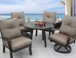 Food network™ buffalo check chair pad. Barbados Cushion Outdoor Patio 5pc Dining Set With 42 Inch Round Table Series 4000 Zenpatio