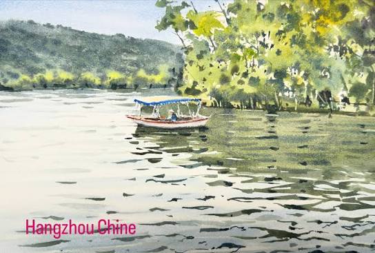Peaceful Reflections | Watercolour on ricepaper 🎨✨ Inspired by the tranquil beauty of the Dr. Sun Yat-Sen Classical Chinese Garden in Vancouver, BC. 🌿⛩️ #ClassicalChineseGarden