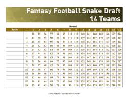 Printable Snake Draft 14 Teams