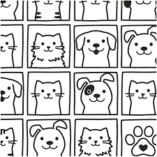 Tkanina 13778 Cute Dogs Cats Portraits Cat Doodle Easy Drawings Animal Doodles