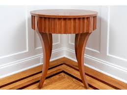 My ottoman is quite the daring chameleon. Ethan Allen Round Side Table With Ribbed Apron And Slender Curved Legs 140670 Black Rock Galleries