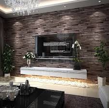 New 3d Luxury Wood Blocks Effect Brown Stone Brick 10m Vinyl Wallpaper Roll Living Room Backgroun Wallpaper Living Room Faux Brick Walls Living Room Background
