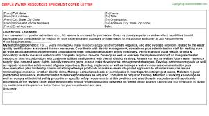 Check out our great cover letter example to get ideas for how to sell yourself to employers! Water Resources Specialist Cover Letter