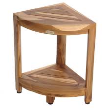 ecodecors earthyteak oasis 2 tier teak corner stool natural teak shower stool teak shower bench teak shower
