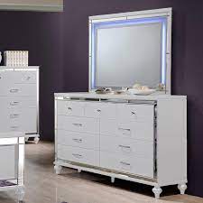 Shop wayfair for all the best silver bedroom sets. New Classic Valentino Ba9698w 050 060 Nine Drawer Dresser And Led Backlit Mirror Pilgrim Furniture City Dresser Mirror Sets