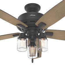 Hunter Lincoln 52 In Natural Iron Led Indoor Ceiling Fan With Light Kit 5 Blade In The Ceiling Fans Department At Lowes Com