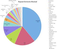 pie charts show the percentage of different repeated