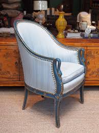 Pair Blue Gooseneck Bergere Chairs 1stdibs Com Armchair Vintage Chair Bergere Chair