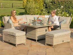 Fire pits for outside, uhomepro 32 wood burning fire pit tables with screen lid, poker, outdoor fire pit patio set, backyard patio garden stove fire pit/ice pit/bbq fire pit, black, w6463. Maze Rattan Oxford Royal Corner Dining Set With Firepit Table Corner Sofa Set At Mattressman