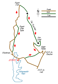 The Roaches Walk Map The Roaches & Hen Cloud From Tittesworth Reservoir Route-Map - Walking  Britain