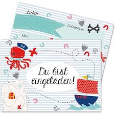 Einladungskarten Kindergeburtstag Pirat 12 Stk Papierdrachen Mytoys
