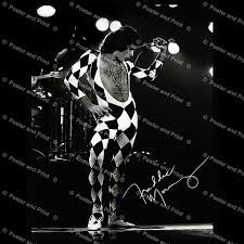 Black And White Rock Band Pictures Freddie Mercury Leotard Harlequin Costume Signature Black White Or Sepia Print Digital Remastered Reproduction Queen Sepia Print Freddie Mercury Mercury Black
