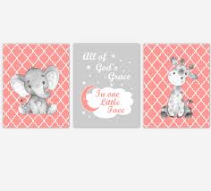 Maybe you would like to learn more about one of these? Safari Animals Baby Girl Nursery Wall Art Elephant Giraffe Coral Baby Nursery Pictures Baby Wall Decor Baby Nursery Decor Set Of 3 Unframed Prints Dezignerheart Designs C Personalized Baby Nursery