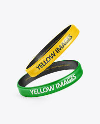 Two Glossy Silicone Wristbands Mockup In Stationery Mockups On Yellow Images Object Mockups