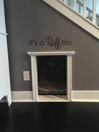 Dog Crate Moved To The Wasted Space Under The Stairs No More Bulky Kennel In The Kitchen Dog Bedroom Dog House Diy Under Stairs Dog House