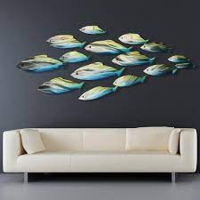 Tropical Fish Metal Wall Art Shoal Sculpture Nautical Beach Etsy Wall Sculpture Art Metal Fish Wall Art Large Metal Wall Art