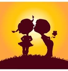 Image result for images lovers kiss sunset silhouette