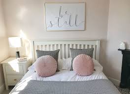 Beautiful Blush Bedroom With Oversized Print Above Bed Hints Of Grey Black And White With Brass Grey And Gold Bedroom Pink Bedroom Decor Blush Bedroom Decor