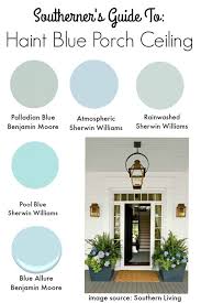 We enjoy our light blue porch ceiling and how it complements our blue shutters and shakes. Haint Blue Paint Ultimate Guide For Haint Blue Painted Porch Ceilings Blue Porch Ceiling Porch Paint Haint Blue Porch Ceiling