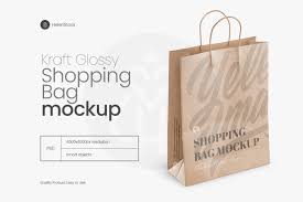 Kraft Glossy Shopping Bag Mockup Helenstock Com