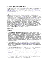 Está basada en el libro publicado en 1887 por oscar wilde. Resumen Fantasma De Canterville