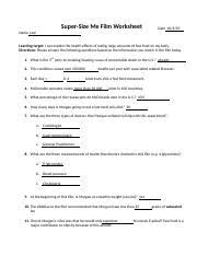 This answer will change as new statistics come out. Edited Super Size Me Worksheet Pdf Name Block U201csuper Size Me U201d Video Worksheet U200bquestions 1 16 Are 1 Point Each The Essay Question Is 9 Points Course Hero