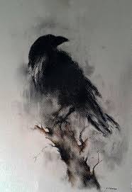 Black And White Raven Images Original Raven Drawing Charcoal Black And White Art Halloween Gothic Crow On A Branch 12x8 White Art