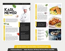 Executive Chef Resume Template Word Powerpoint Illustrator 2 Page Resume 1 Cover Letter 1 References Template Creative Cv Chef Resume Resume Design
