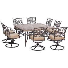 Our 8 person outdoor dining tables are charismatic, chic, and stylish. Cambridge Seasons 9 Piece Aluminum Outdoor Dining Set With Tan Cushions 8 Swivel Chairs And Square Table Seas9pcswsq 8 The Home Depot