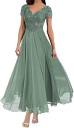 Amazon.com: Lace Appliques Mother of The Bride Dress Pastel-Green ...