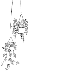 Black And White Hanging Plants Printable Instant Digital Download Bullet Journal Art Flower Drawing Bullet Journal Doodles