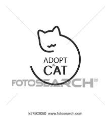Adopt A Cat Logo Cat Head Silhouette Vector Clipart K57503050 Fotosearch Cat seamless pattern vector kitten coffee cup calico breed scarf isolated cartoon repeat background tile wallpaper illustration pastel design wall mural. adopt a cat logo cat head silhouette