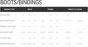 51 bright snowboarding size chart women