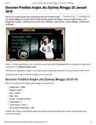 Bocoran Prediksi Angka Jitu Sydney Minggu 20 Januari 2019 By Angelina1310 Issuu