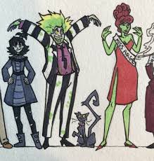 Tim burton in beetlejuice 2? Artstation Beetlejuice Main Cast Character Designs Carys Bowen