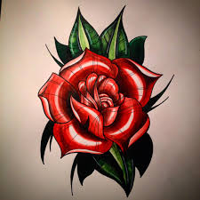 Neotraditional Rose Tattoo Drawing In Colouring Pencil Tattoo Drawings Rose Tattoo Flower Tattoo Designs