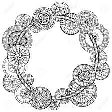 Black and white floral pattern made with dots. Mandala Theme Floral Wreath Pattern With Dots Lines And Flowers Royalty Free Cliparts Vectors And Stock Illustration Image 57643141