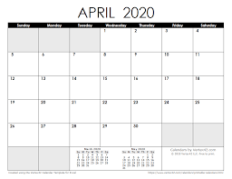 Download A Free April 2020 Calendar From Vertex42 Com In 2020 Monthly Calendar Printable Free Calendar Template Calendar Word
