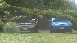 Nj Storm Damage Row Of Cars Hit By Fallen Tree As Storms Strike Haddonfield New Jersey 6abc Philadelphia